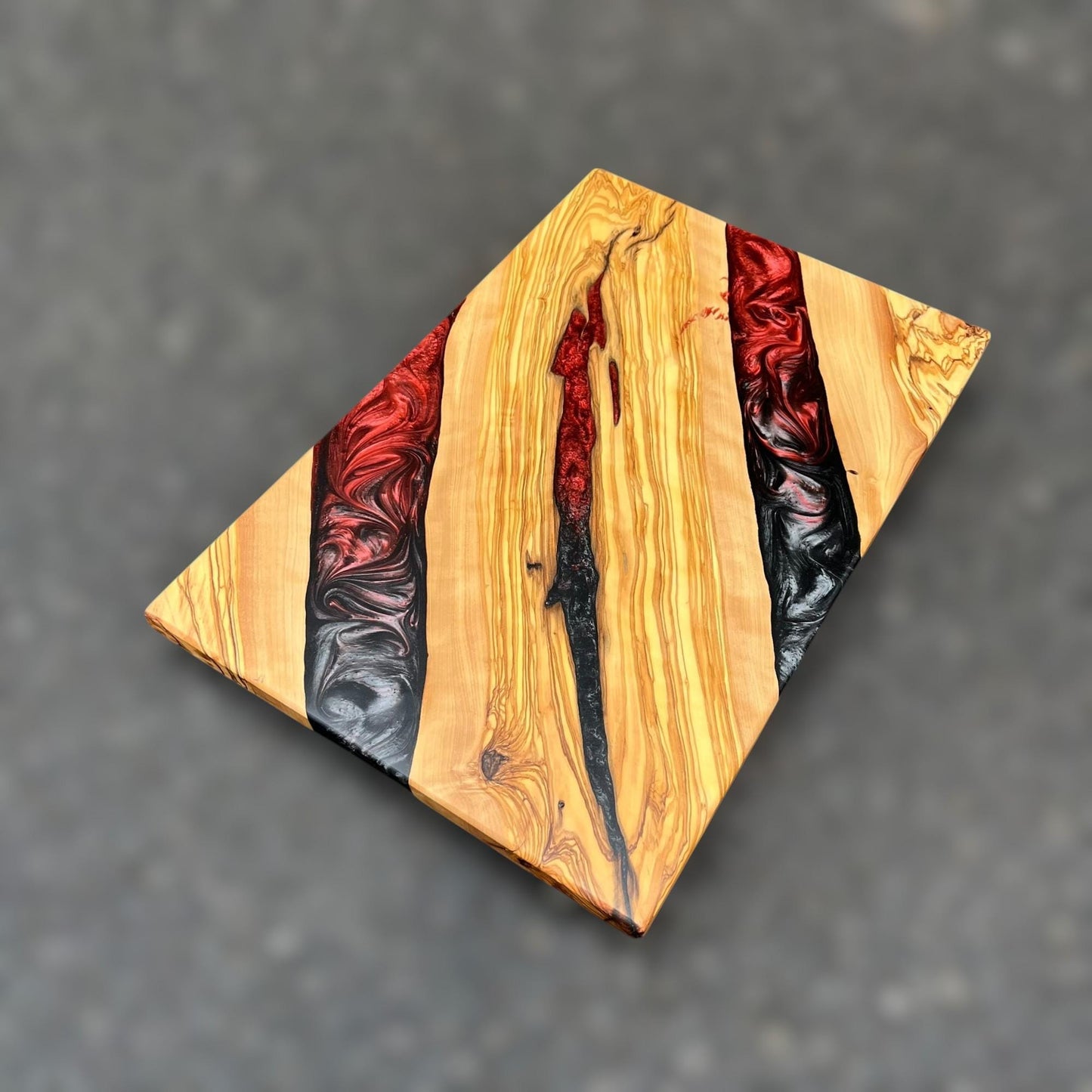 Personalized Resin Charcuterie Board: Olive Wood Cutting Board, New Home Gift