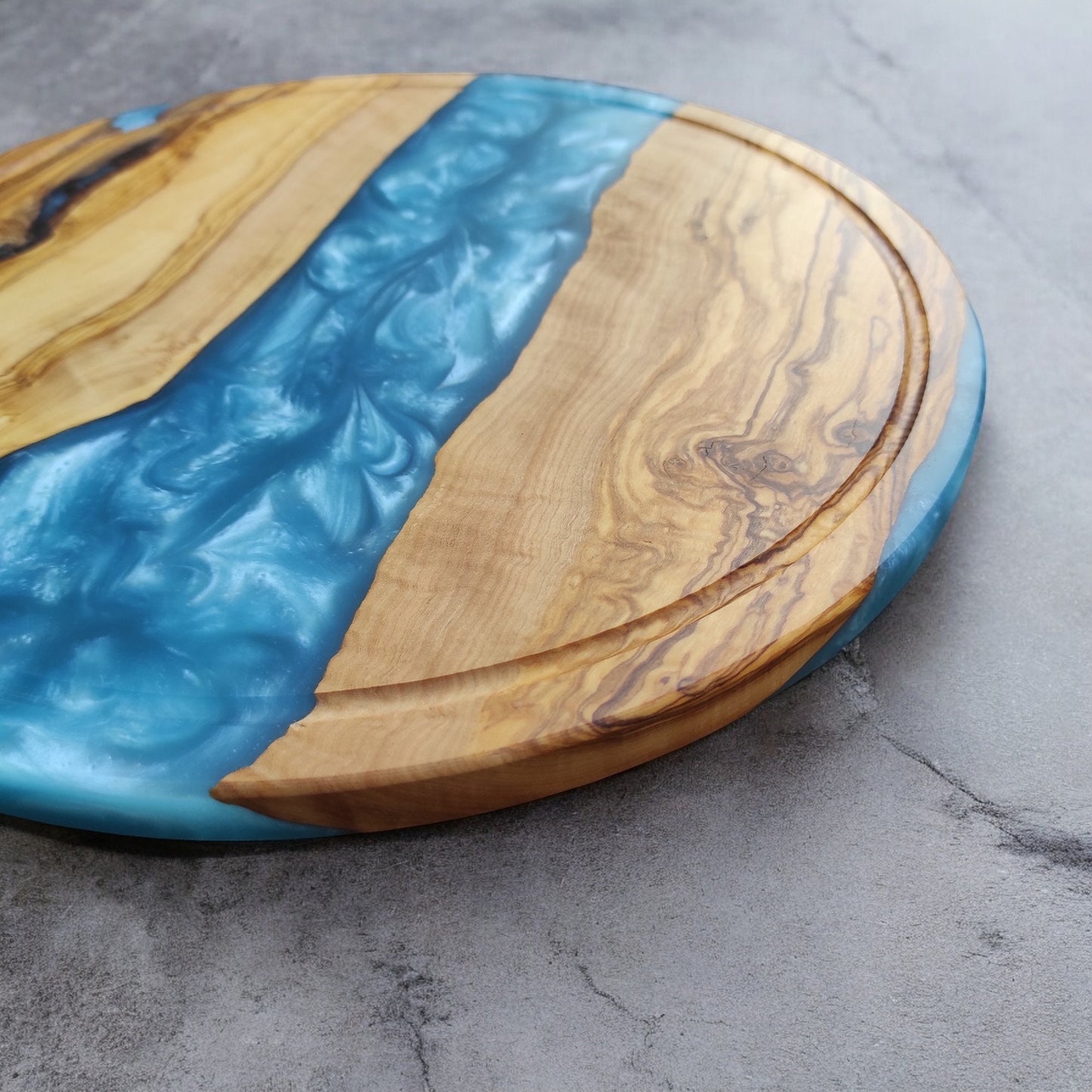 Resin River Charcuterie Board: Olive Wood Cheese Board