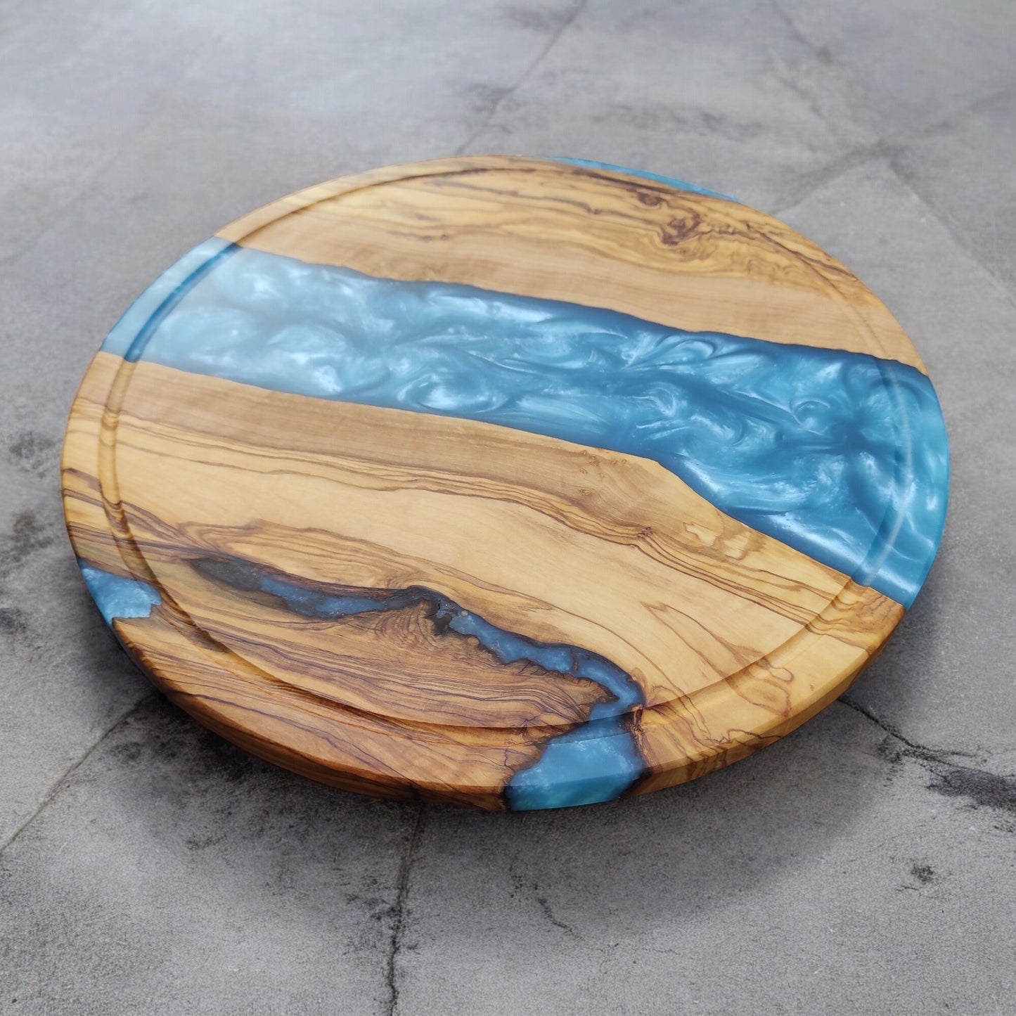 Resin River Charcuterie Board: Olive Wood Cheese Board