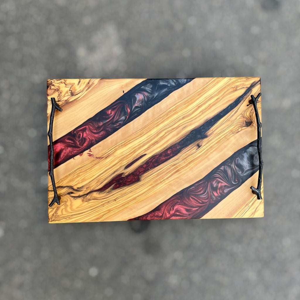 Custom Resin Olive Wood Cheese Board for Housewarming Gift