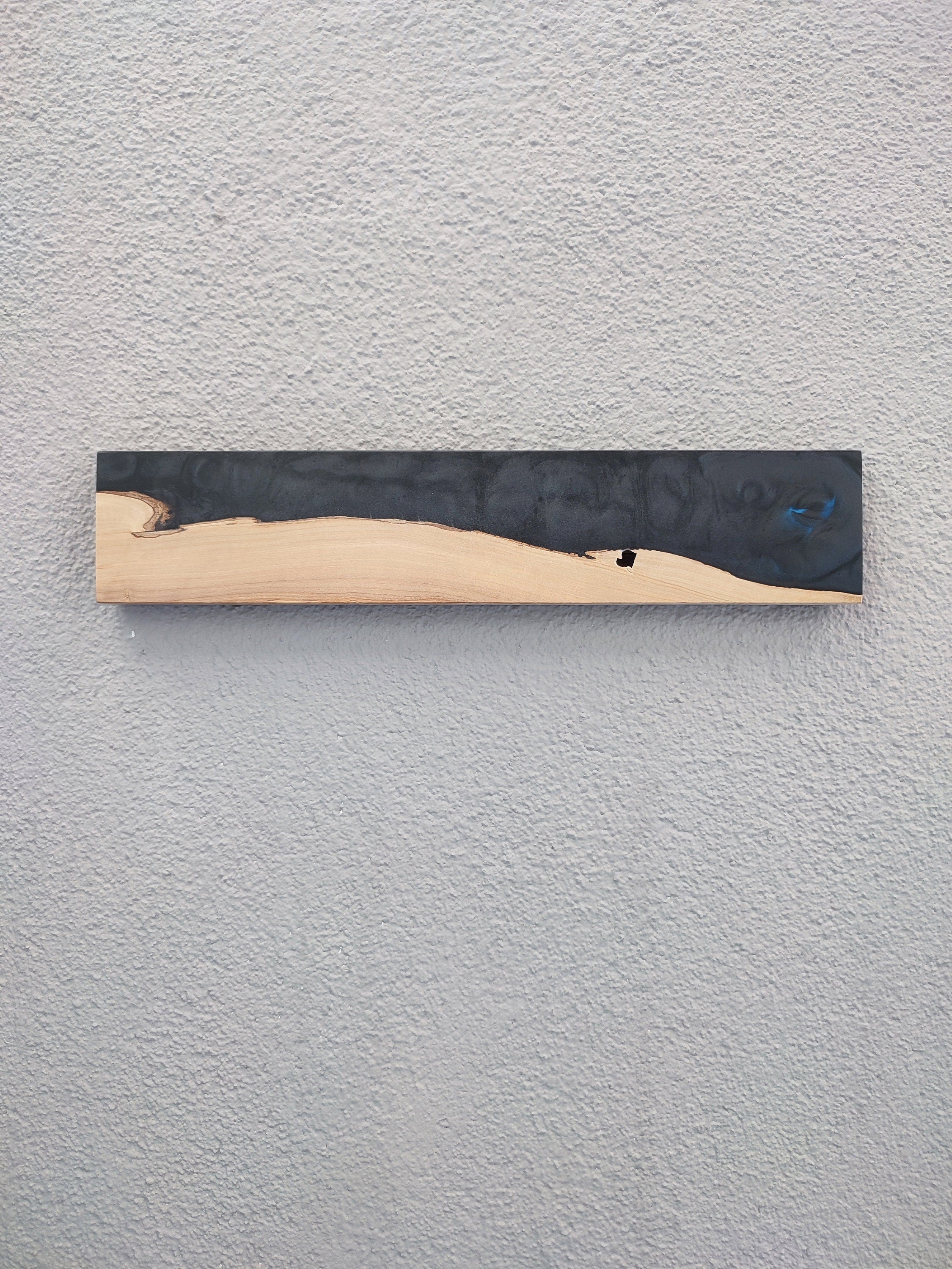 Handmade Walnut Wood Magnetic Knife Block with Resin