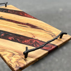 Personalized Resin Charcuterie Board: Olive Wood Cutting Board, New Home Gift