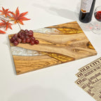 Handmade Black Epoxy Resin Olive Wood Charcuterie Board