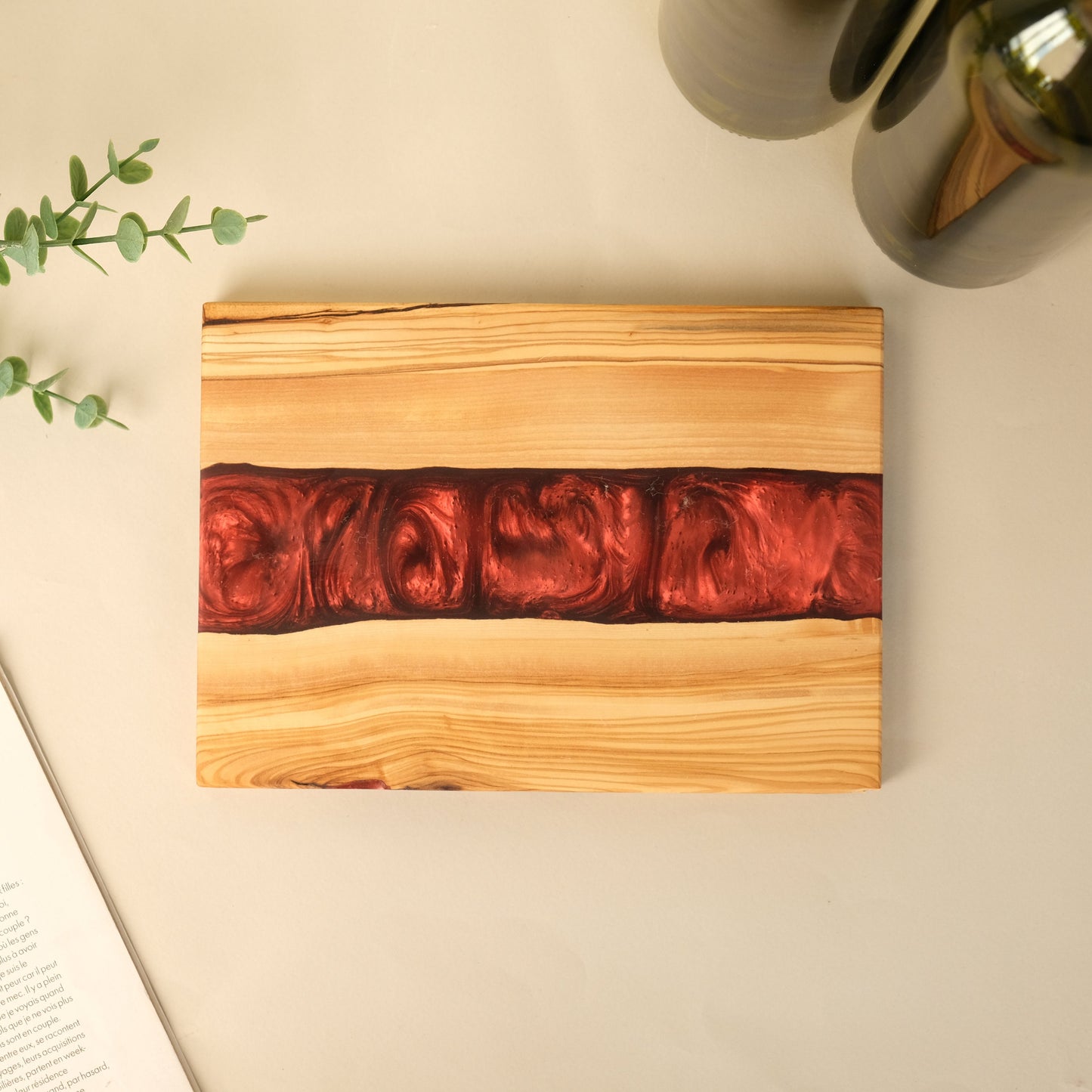 Handmade Olive Wood Resin Charcuterie Board: Personalized River Cheese Board