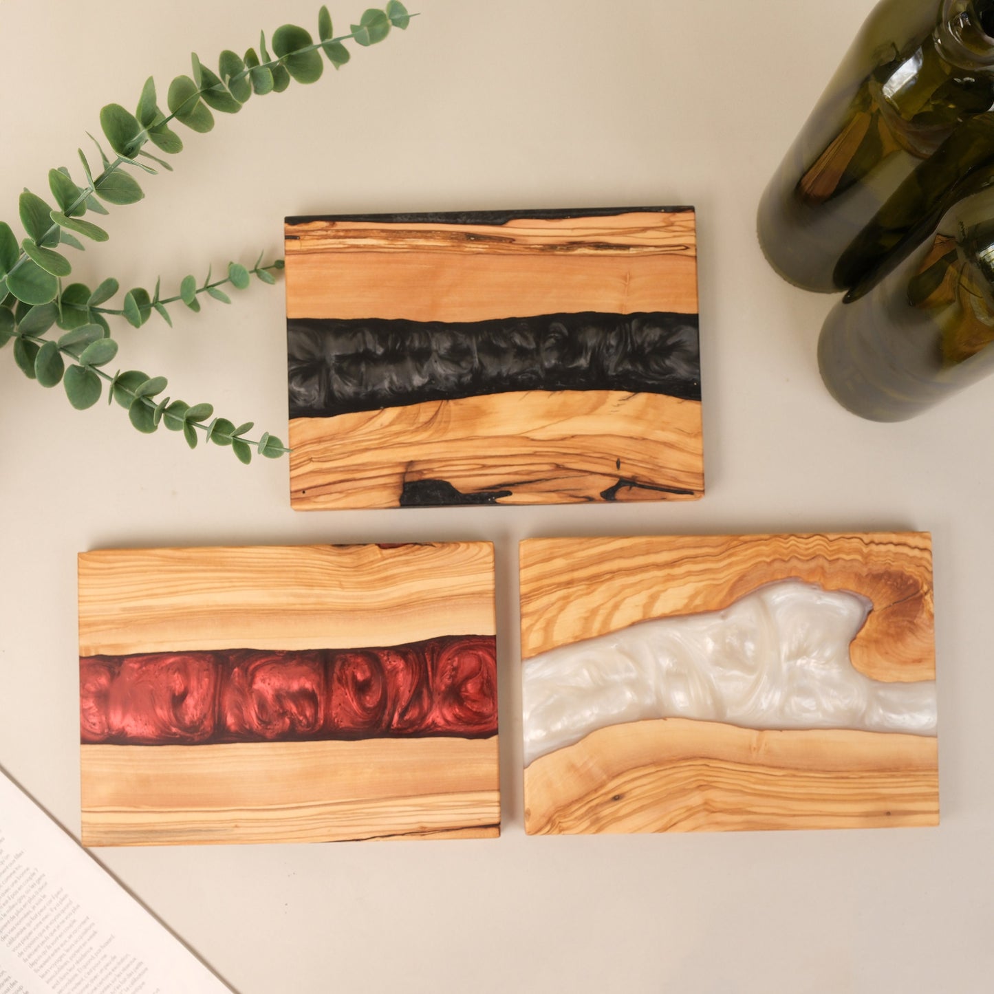 Handmade Olive Wood Resin Charcuterie Board: Personalized River Cheese Board