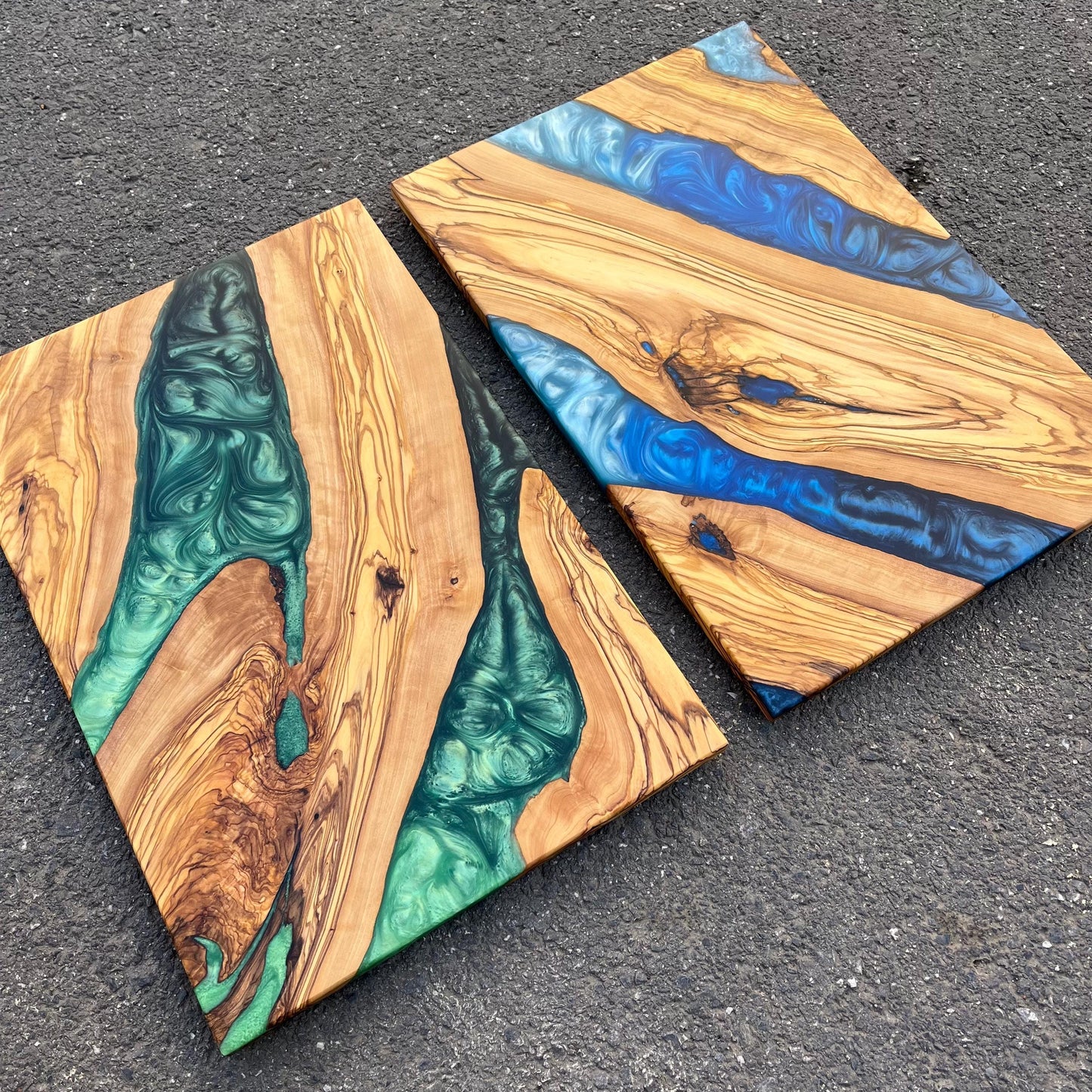 Handmade Olive Wood Charcuterie Board: Epoxy Resin River Serving Board