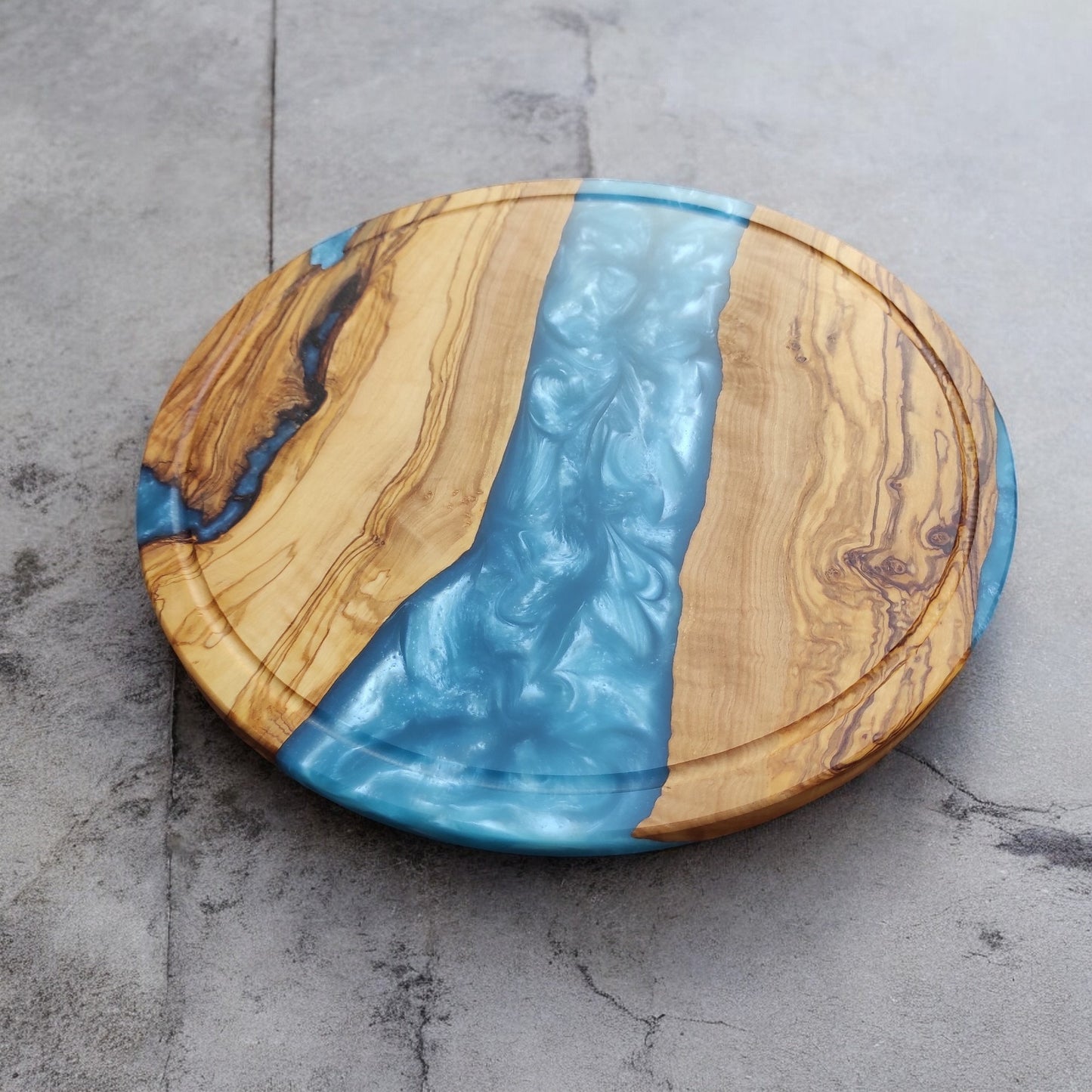 Resin River Charcuterie Board: Olive Wood Cheese Board