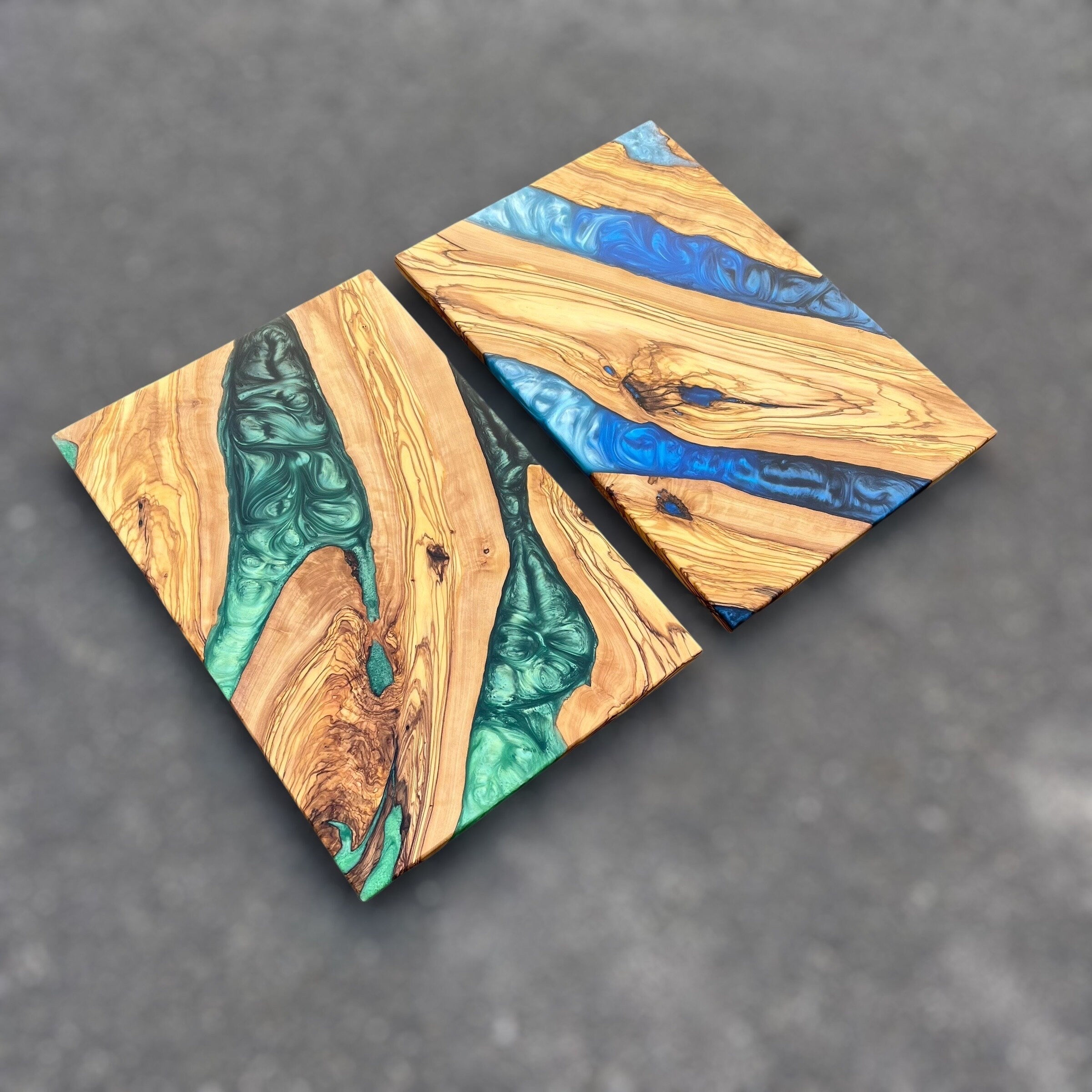 Resin River Charcuterie Board: Olive Wood Cutting Board