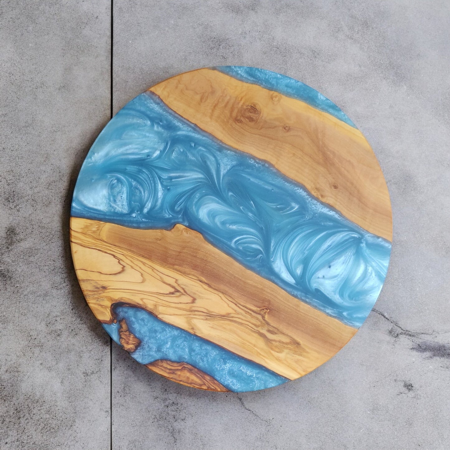 Resin River Charcuterie Board: Olive Wood Cheese Board