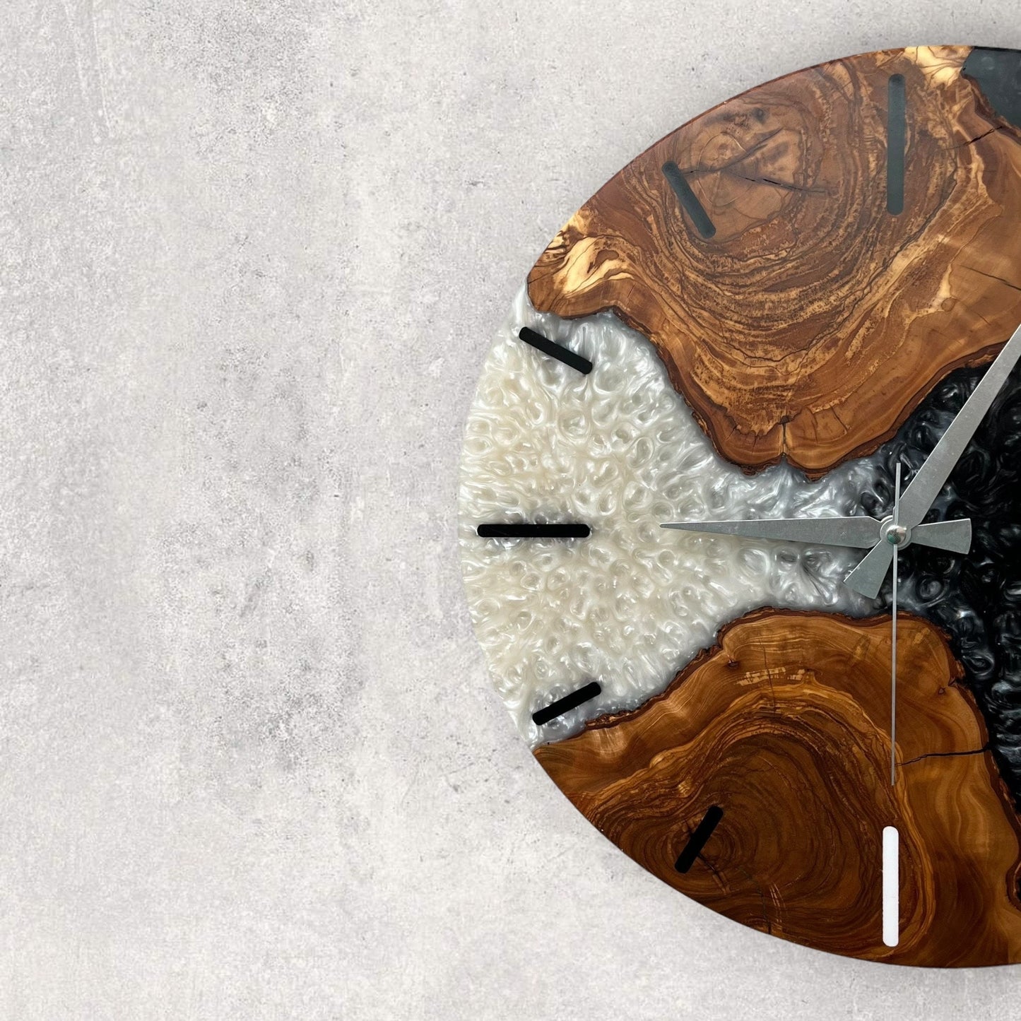 Handmade Olive Wood Resin Wall Clock: Unique Epoxy Decor