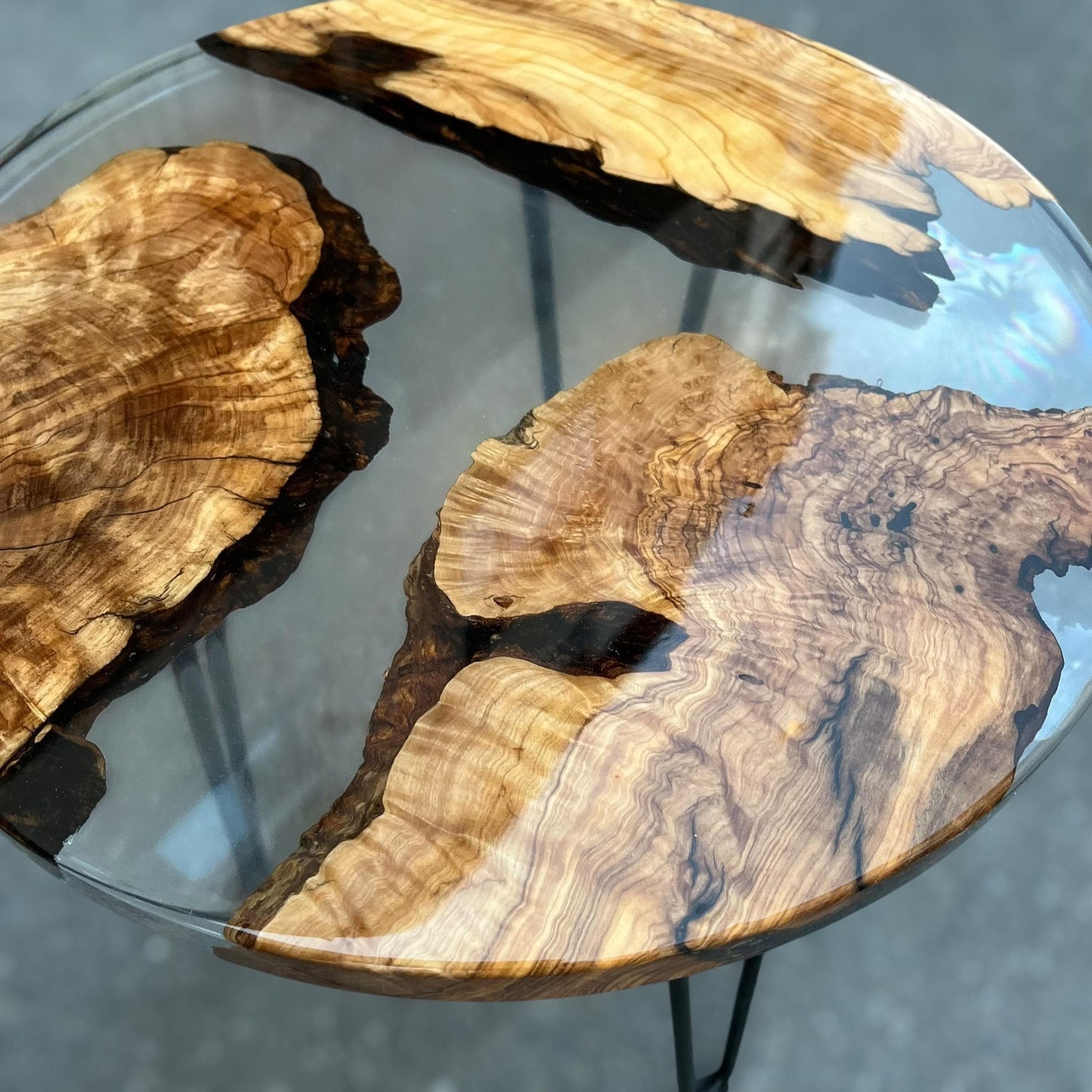 Handmade Olive Wood Epoxy Resin Coffee Table